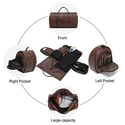 Convertible Garment Duffel Bag, 2-in-1 Hanging Suitcase for Travel - color: Wine Brown
