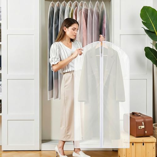 6-Pack 24" x 48" Garment Covers, Translucent, White Trim - color: Matte with White Edge, size: 48in *6