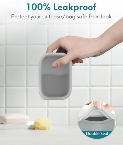 Quatish Compact Leakproof Travel Soap Case, Bar Soap Holder Travel, Grey - color: Grey, size: Regular