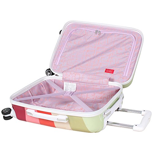 Nicole Miller New York Rainbow Luggage Collection - 24 Inch (ABS+PC) Hardside Mid-size Checked Suitcase - Durable Lightweight Bag with 8-Rolling Spinner Wheels (Rainbow Lavender)… - size: 24 in