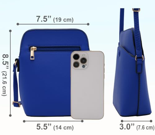 Solene Small Crossbody Bag with Gold Hardware, Mini Shoulder Purse with Adjustable Strap - color: Royal Blue