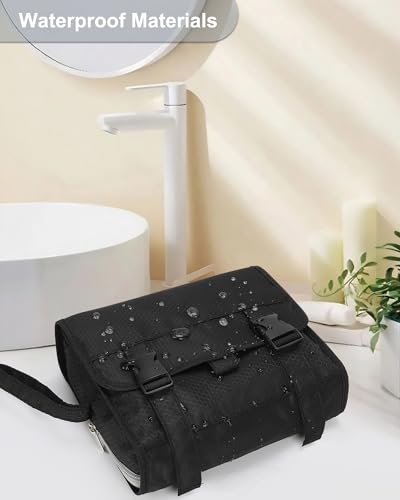 Relavel Small Hanging Travel Toiletry Bag for Men and Women - color: 01 Black, size: Small