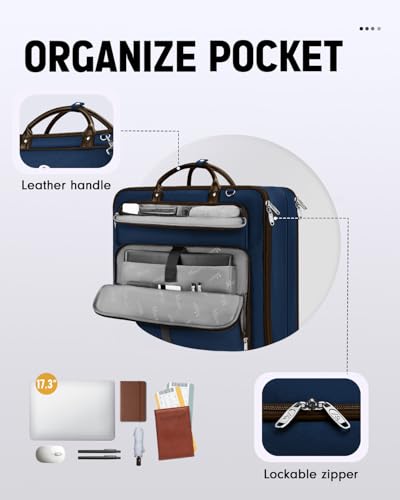 MATEIN Suit Bag Travel, Large Travel Garment Bag Up to 7 Suits with Strap - color: Dark Blue