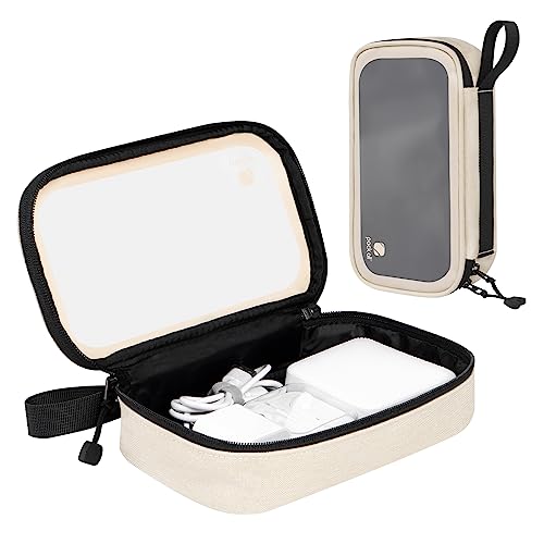 pack all Clear Electronic Organizer, Compact TPU Cable Organizer Bag - color: Beige