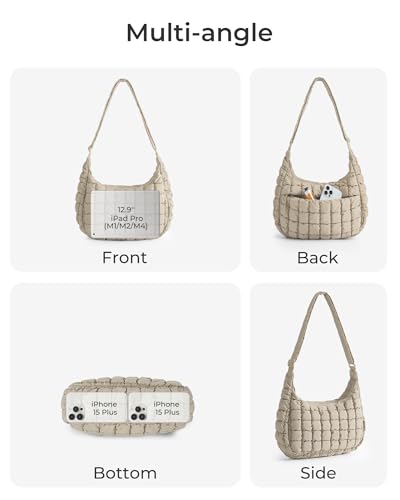 BAGSMART Quilted Crossbody Bags for Women, Travel Purses Hobo Shoulder Bag - color: Clear Blue, size: Small
