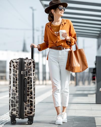 Checked Luggage, Expandable 28 Inch Hardside Suitcase - color: Cheetah, size: L(checked-28")