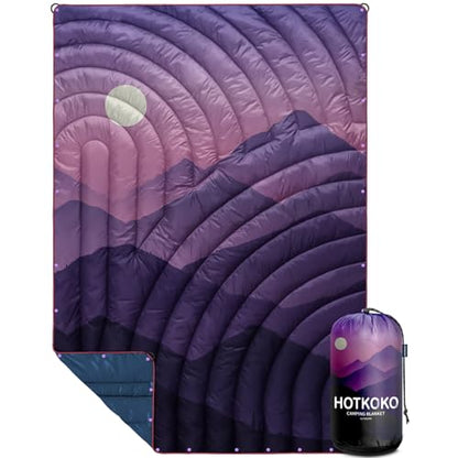 Puffy Camping Blanket Large Camp Blanket Outdoor Camping Quilt - color: Cas-purple, size: 52x75"