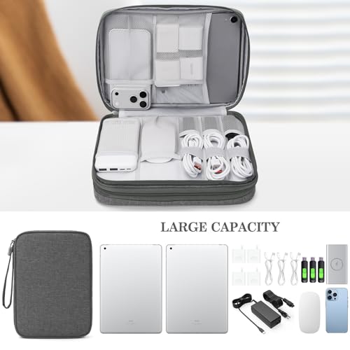 FYY Electronic Organizer, Travel Tech Pouch Bag, Extra Large, Dark Grey - color: Dark Grey, size: 10.8 x 8 x 3.15 inches