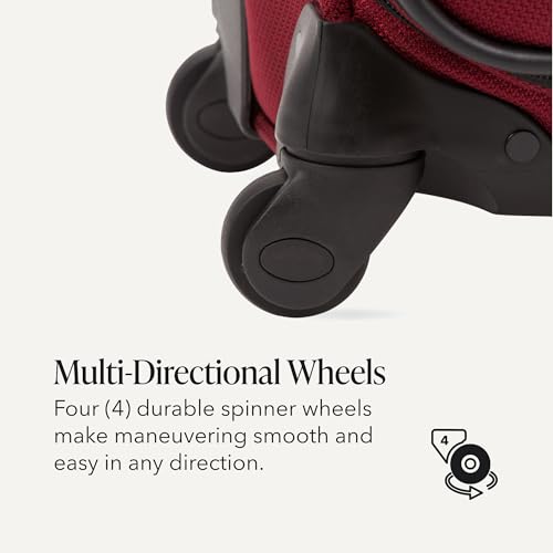 SwissGear Sion Softside Expandable Luggage – Large Checked Suitcase with 360 Degree Wheels & Retractable Handle – 29 Inch, Perfect for 7-9 Night Trips – Burgundy - color: Burgundy, size: Checked-Large 29-Inch