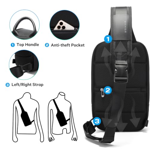 BANGE Anti Theft Sling Bag, Casual Daypack Backpacks - color: Black, size: lock