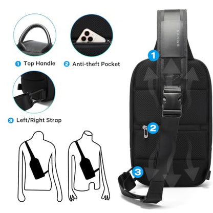 BANGE Anti Theft Sling Bag, Casual Daypack Backpacks - color: Black, size: lock