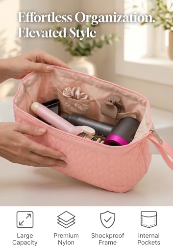TeeYee Hair Tools 다이슨 에어랩 퀼트 세면도구 가방용 여행 가방 - color: 002핑크