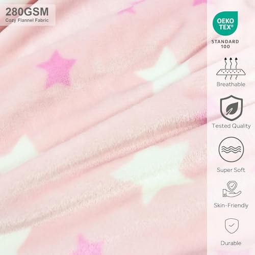 3-in-1 Kids Travel Blanket and Pillow Set - 40x60 Inch Blanket - color: Pink Star