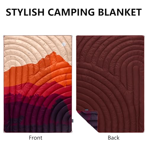 Puffy Camping Blanket,Mini Camp Blanket Outdoor Camping Quilt Waterproof - color: Dusk, size: 39x55"