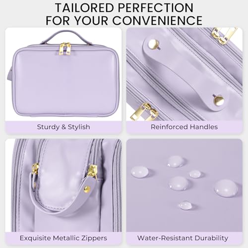HauteHues Travel Makeup Bag Women's Large Capacity Cosmetic Organize Purple - color: Purple
