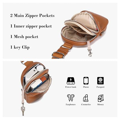 INICAT Small Anti Theft Crossbody Bag for Women,Sling Purse - color: Brown Antitheft, size: Large
