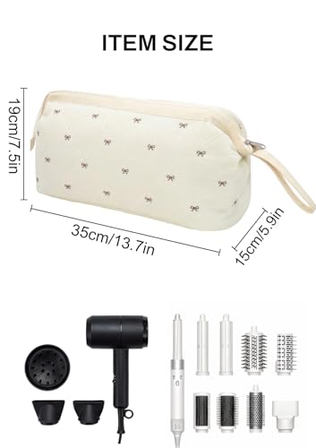 TeeYee Hair Tools 다이슨 에어랩 퀼트 세면도구 가방용 여행 가방, 베이지보우 - color: 베이지보우