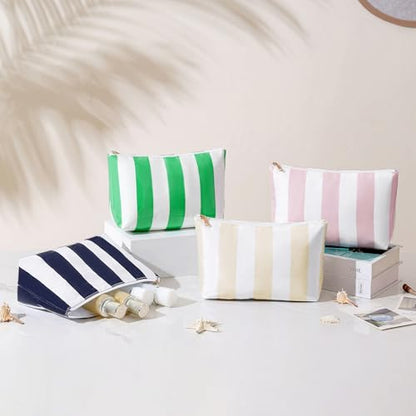 Large PVC Waterproof Striped Makeup Bag(03Green) - color: 03Green