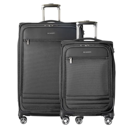 Ricardo Beverly Hills Softside 2 Piece: 20 Carry-On & 28 Large Checked, Lightweight Expandable Luggage Set, Spinner Wheels, TSA Lock, Telescopic Handle, Eco-Friendly Material, Black, Ashbury Series - color: Black, size: 2-Piece Set (20, 28)