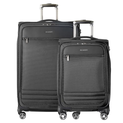Ricardo Beverly Hills Softside 2 Piece: 20 Carry-On & 28 Large Checked, Lightweight Expandable Luggage Set, Spinner Wheels, TSA Lock, Telescopic Handle, Eco-Friendly Material, Black, Ashbury Series - color: Black, size: 2-Piece Set (20, 28)