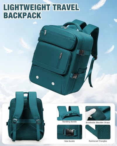 suradar Travel Backpack, 180° Open Laptop Backpack with Shoe Compartment - color: W2-peacock Blue
