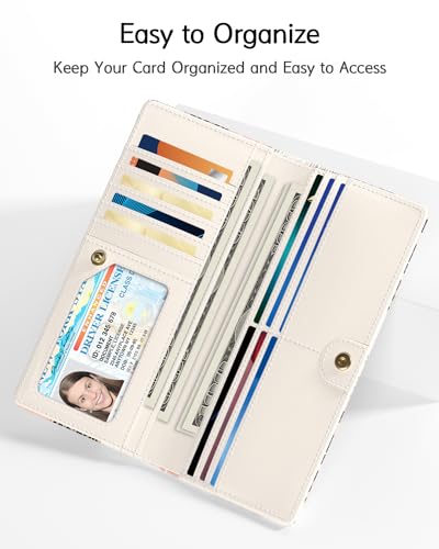 Womens Wallet, RFID Slim Wallet, Credit Card Holder Purse, Leather Bifold - color: Boho Leopard Print