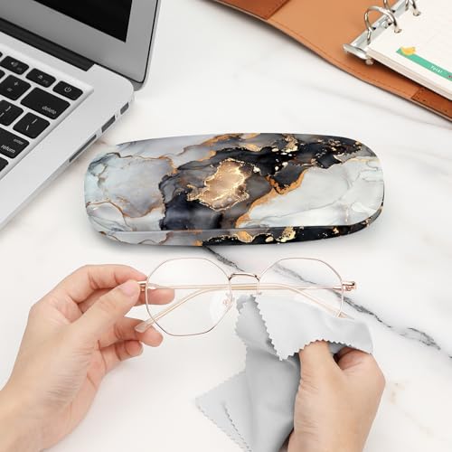 FINTIE Hard Shell Eyeglasses Case, Portable Protective Glasses Cover - color: Cloudy Marble