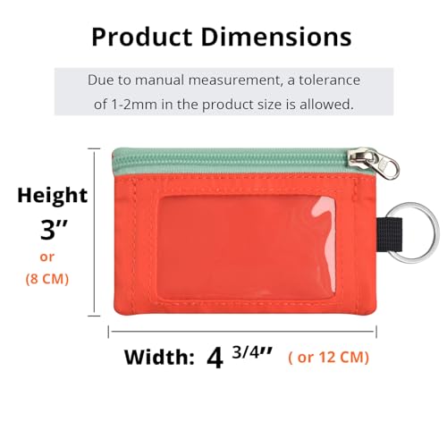 RFID 차단 여행용 지갑, 조절 가능한 랜야드 포함, 작은 나일론 지퍼 파우치 및 신분증, 신용 카드, 현금, 열쇠, 통근자용 배지 홀더, 블레이징 오렌지, 끈이 달린 RFID 차단 여행용 지갑 - color: 블레이징 오렌지