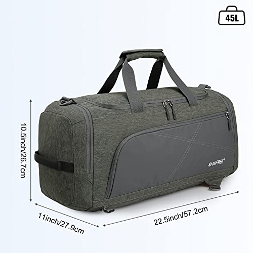 G4Free 45L/60L 3-Way Duffle Backpack Gym Bag with Wet Pocket & Shoes Compartment Sports Travel Weekender Overnight Duffel Bag - color: Grey, size: 45l
