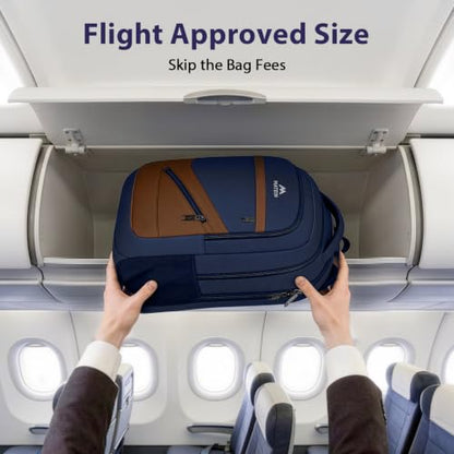 MATEIN Travel Backpack for Men with Anti Theft Pocket, TSA Friendly Bag - color: Dark Blue Brown, size: 17 Inch