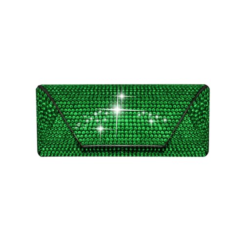 Bling Eyeglass Case for Women, Hard Shell Sunglasses Case - color: Green