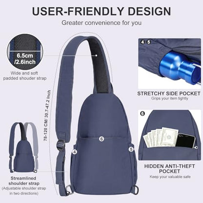 AOTIAN Crossbody Sling Backpack Sling Bag Travel Hiking Chest Bag Daypack - color: Blue Grey