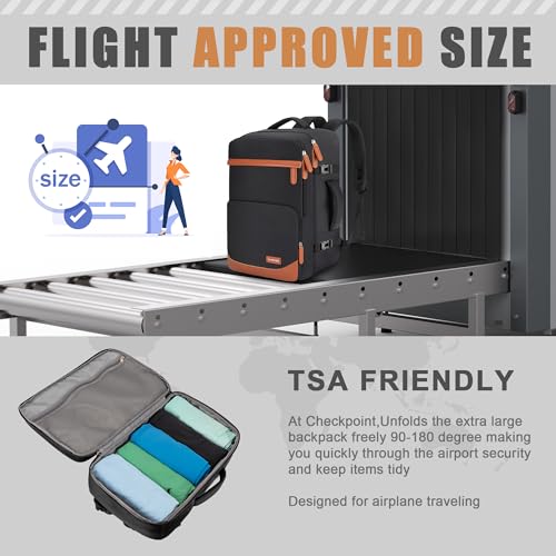 50L Travel Backpack, Flight Approved Carry On Laptop Backpack - color: Black, size: X-Large