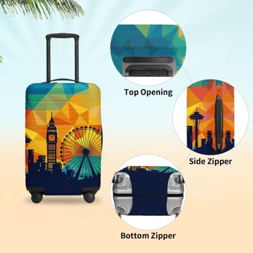 Luggage Covers For Suitcase TSA Approved, Fits 18-32 Inch - color: London Sunset, size: M(23"-26" Suitcase)