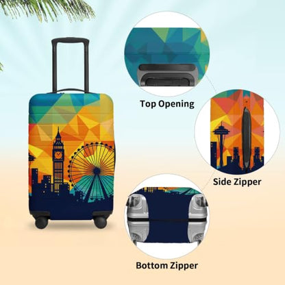 Luggage Covers For Suitcase TSA Approved, Fits 18-32 Inch - color: London Sunset, size: M(23"-26" Suitcase)