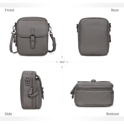 Leather Crossbody Bag for Women Small Anti Theft Messenger Purse - color: Grey