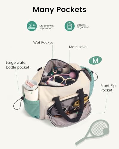 LOVEVOOK Small Gym Bag for Women with Large Water Bottle Pocket,Black - color: Black, size: Medium