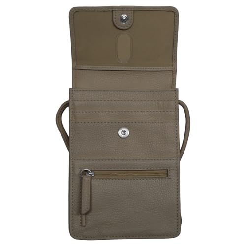 ili New York 6827 Genuine Leather Crossbody Organizer with RFID Blocking Lining - color: Taupe
