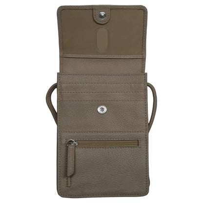 ili New York 6827 Genuine Leather Crossbody Organizer with RFID Blocking Lining - color: Taupe