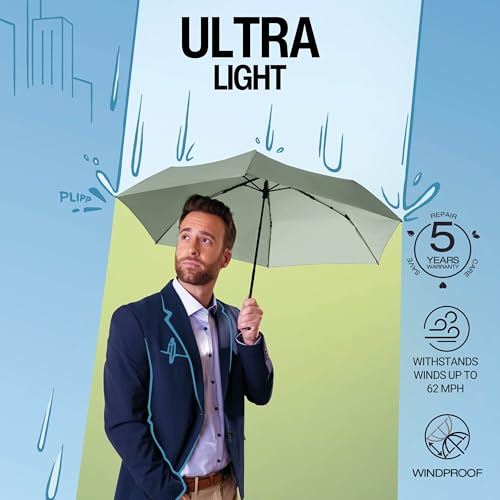 Knirps US.050 Ultra Light Pocket Size Manual Rain Umbrella with Carrying Case - color: Guardian Beige