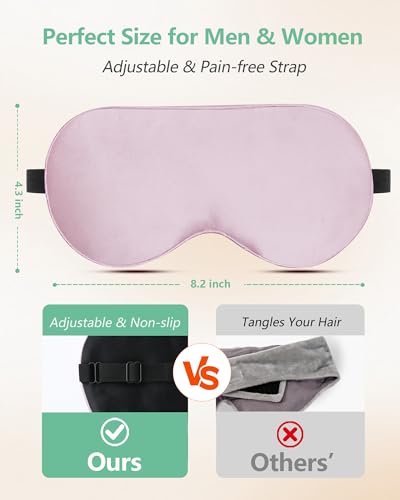 BeeVines 100% Mulberry Silk Sleep Mask, Light Blocking Eye Masks (2 Packs) - color: 01 Pink & Black