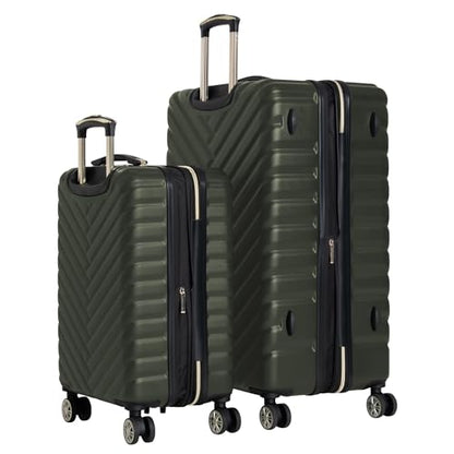 Kenneth Cole REACTION Madison Square Lightweight Hardside Chevron Expandable Spinner Luggage, Olive, 2-Piece Set (20" & 28") - color: Olive, size: 2-Piece Set (20" & 28")