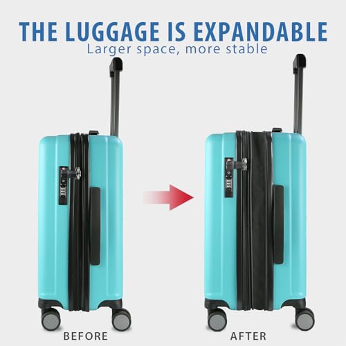 KROSER Carry On Luggage Suitcase Rolling Luggage, Carry-On 20-Inch - color: Lake Blue