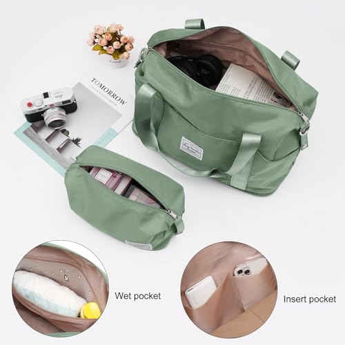 LONG VACATION Luggage Sets with Spinner Wheels, Suitcase Set 6 Piece - color: GREEN-BROWN, size: 6 piece set