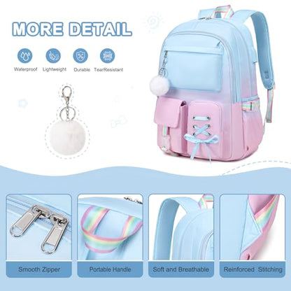 Scothen Backpacks for Girls, Girl Backpack with Crossbody Bag & Lunch Box - color: Blue Purple