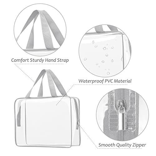 3pcs Crystal Clear Cosmetic Bags TSA Approved Travel Makeup Toiletry Bag - color: 3pcs Gray-1 large, 1 medium, 1 small, size: 1 large, 1 medium, 1 small