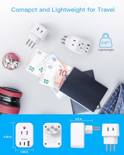 US to Brazil Plug Adapter, Type N Travel Power Adapter, Plug Converter - style: Type N - Brazil