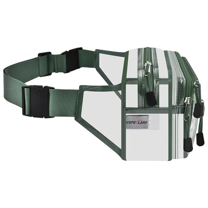 USPECLARE Clear Fanny Pack Stadium Approved Large Multi-Purpose Waist Bag - color: Forest-Green, style: 1-pack-pvc
