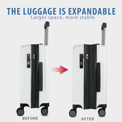 KROSER Carry On Luggage Suitcase Rolling Luggage, Carry-On 20-Inch, White - color: White