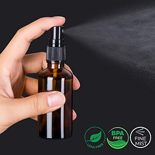 2oz Amber Glass Spray Bottles for Essential Oils, Set of 18